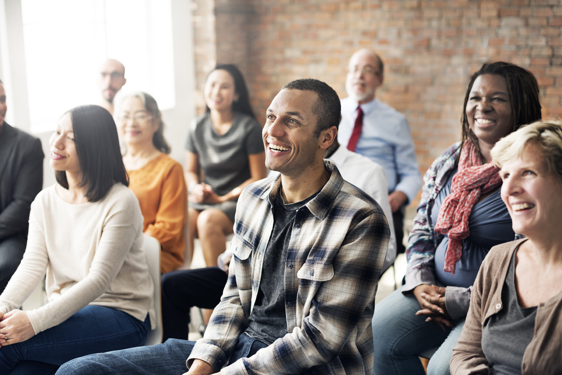 group of people laughing